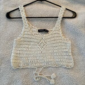 Women's Crochet Crop Top - Cream